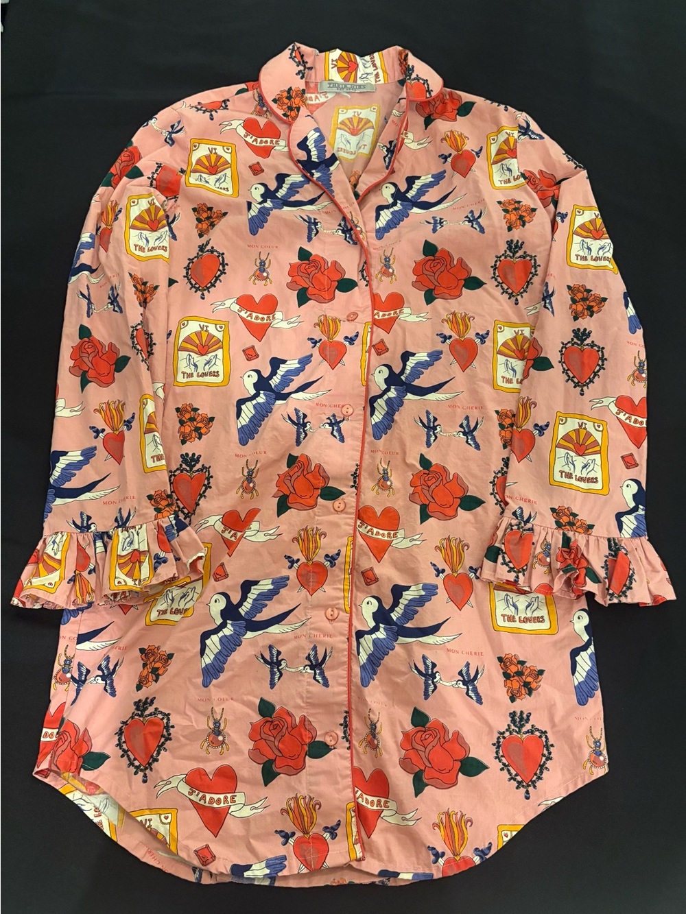 Their Nibs Pink Printed Cotton Sleep Shirt Pajama